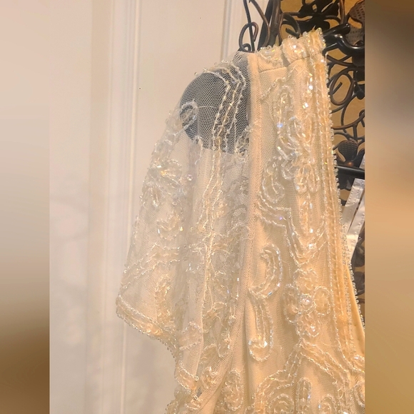 NWT Pissaro Nights Cap sleve beaded dress Nordstrom Size 14 Vintage - Picture 2 of 8